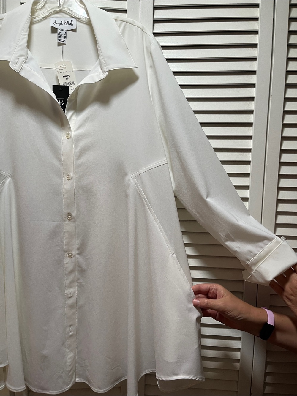 Joseph Ribkoff Off-White Flowing Button-Front Shirt - Picture 3 of 4